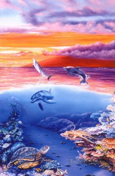 魚の水族館 Painting - イルカダイバーの夢
